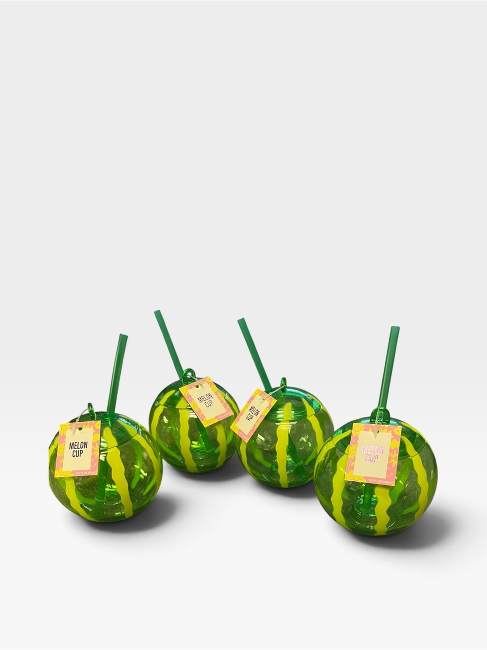 Green Melon Ball Party Cups with Straws Choose One